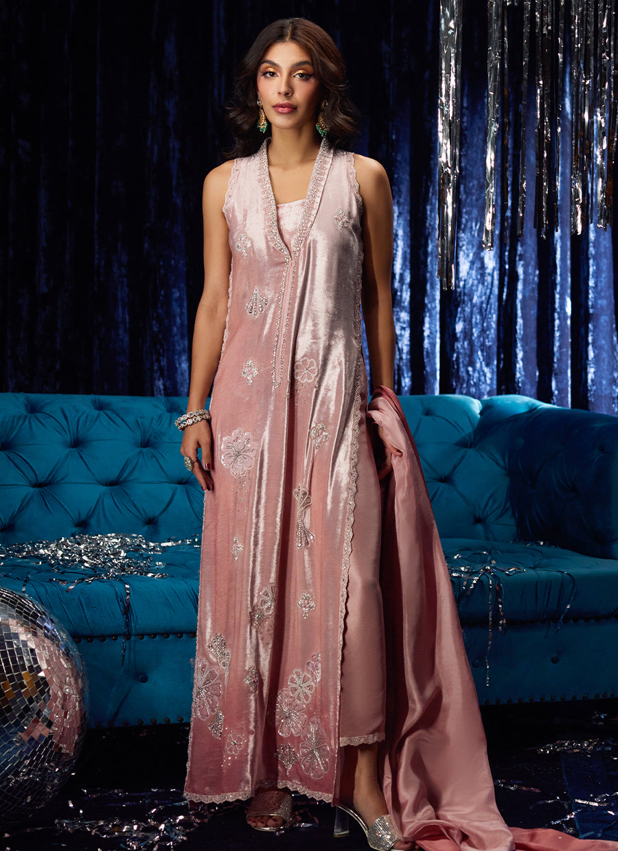 Calista Misty Rose Shirt And Dupatta