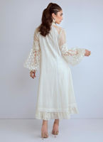 Farah Talib Aziz. Imaan - Luxe Cotton Net Panelled Flared Shirt