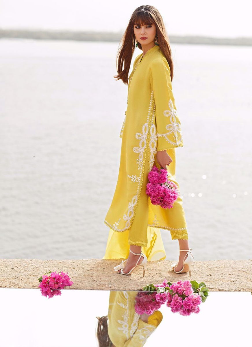 Nashi Green Column Shirt With Dupatta