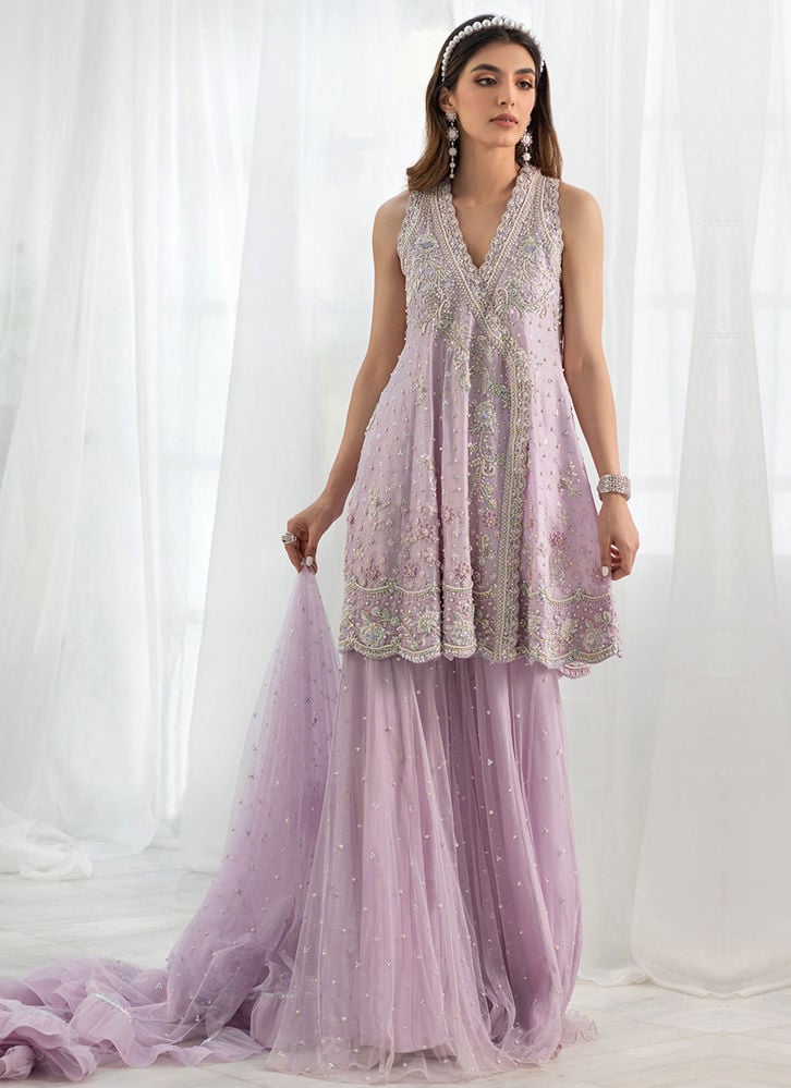 farah talib aziz purple dress Lavender Anita with Fine Embroidery