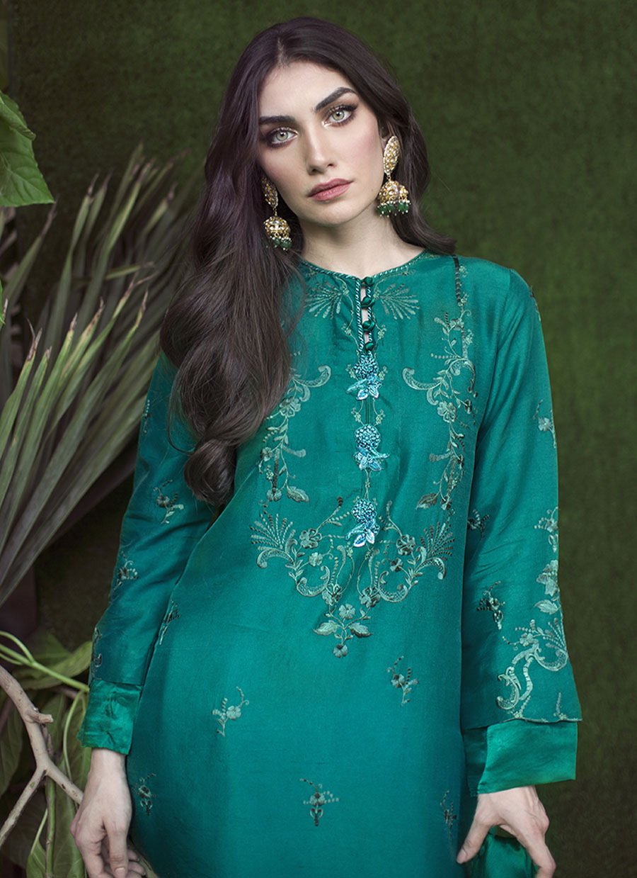 Shahrina Emerald Kurta with Silk Dupatta - Farah Talib Aziz