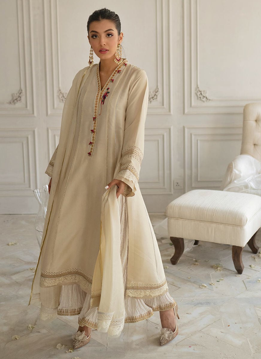 Stone Silk Shirt And Dupatta