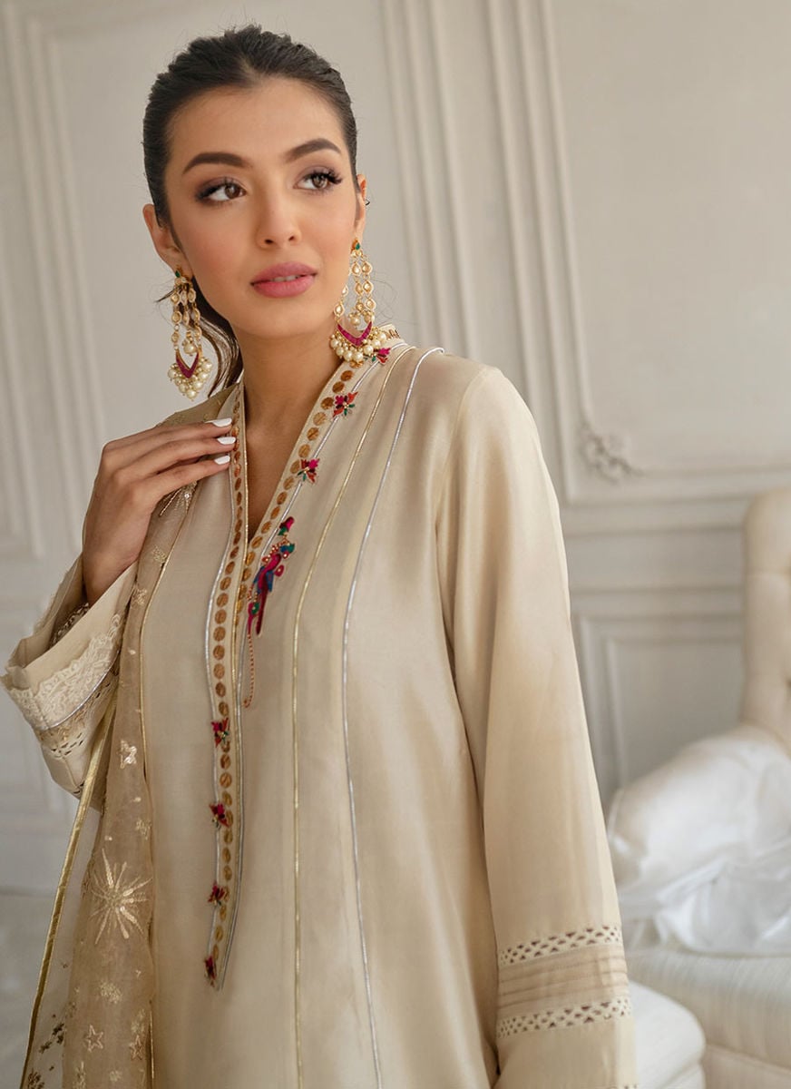 Stone Silk Shirt And Dupatta