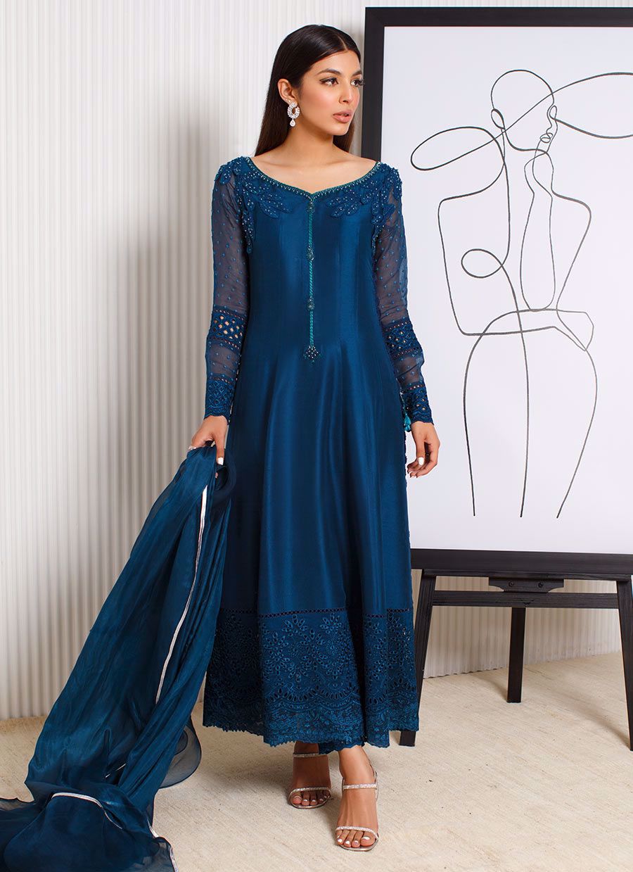 Farah Talib Aziz. Sapphire Cutwork Shirt and Dupatta