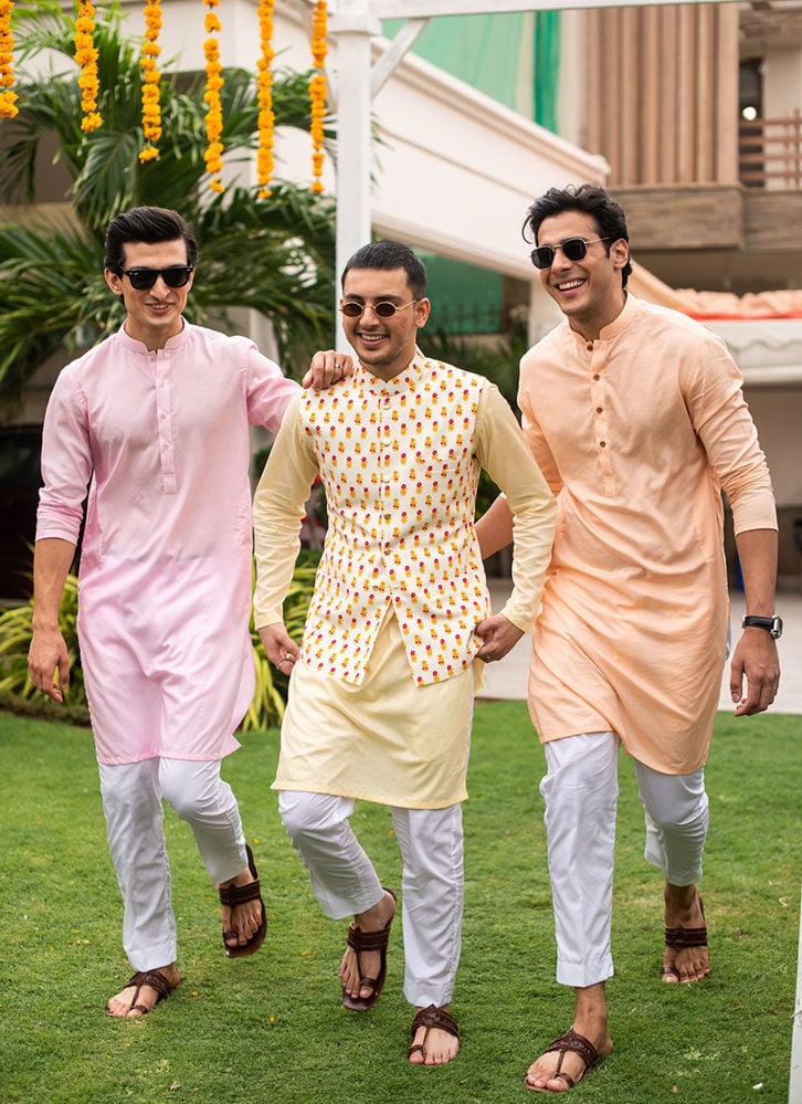 Taimur Pink Kurta And Pajama for men from farahtalibaziz