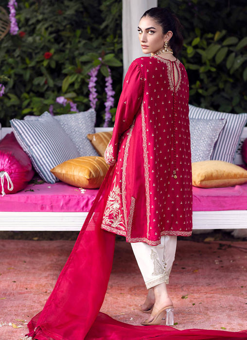 Isla Crimson Shirt And Dupatta