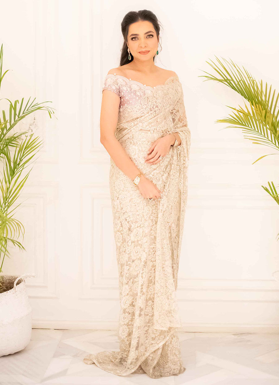 French Chantilly Lace Saree