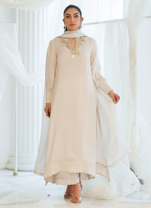Silver Foil Shirt And Dupatta