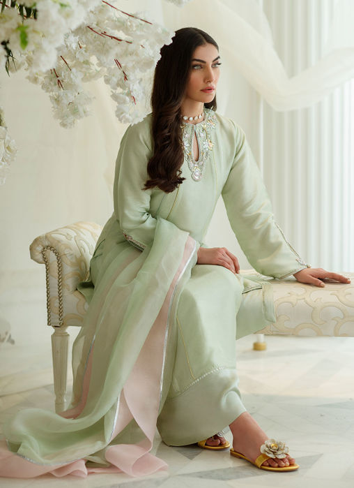 Mint Foil Shirt And Dupatta