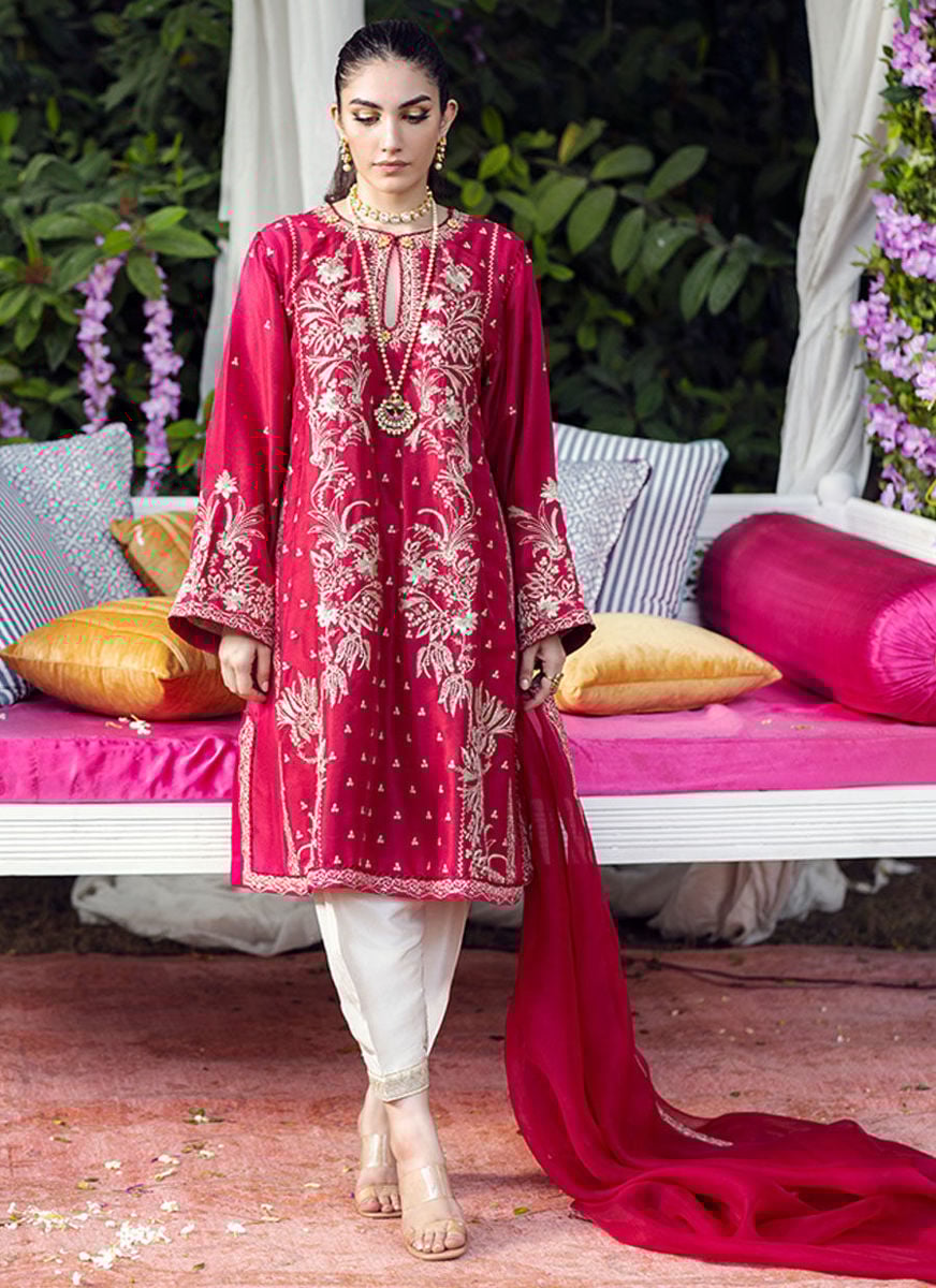 Zari Embroidered Pure Silk Shalwar