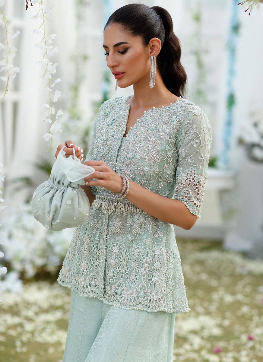 Ella Aqua Peplum With Dhakha Pants