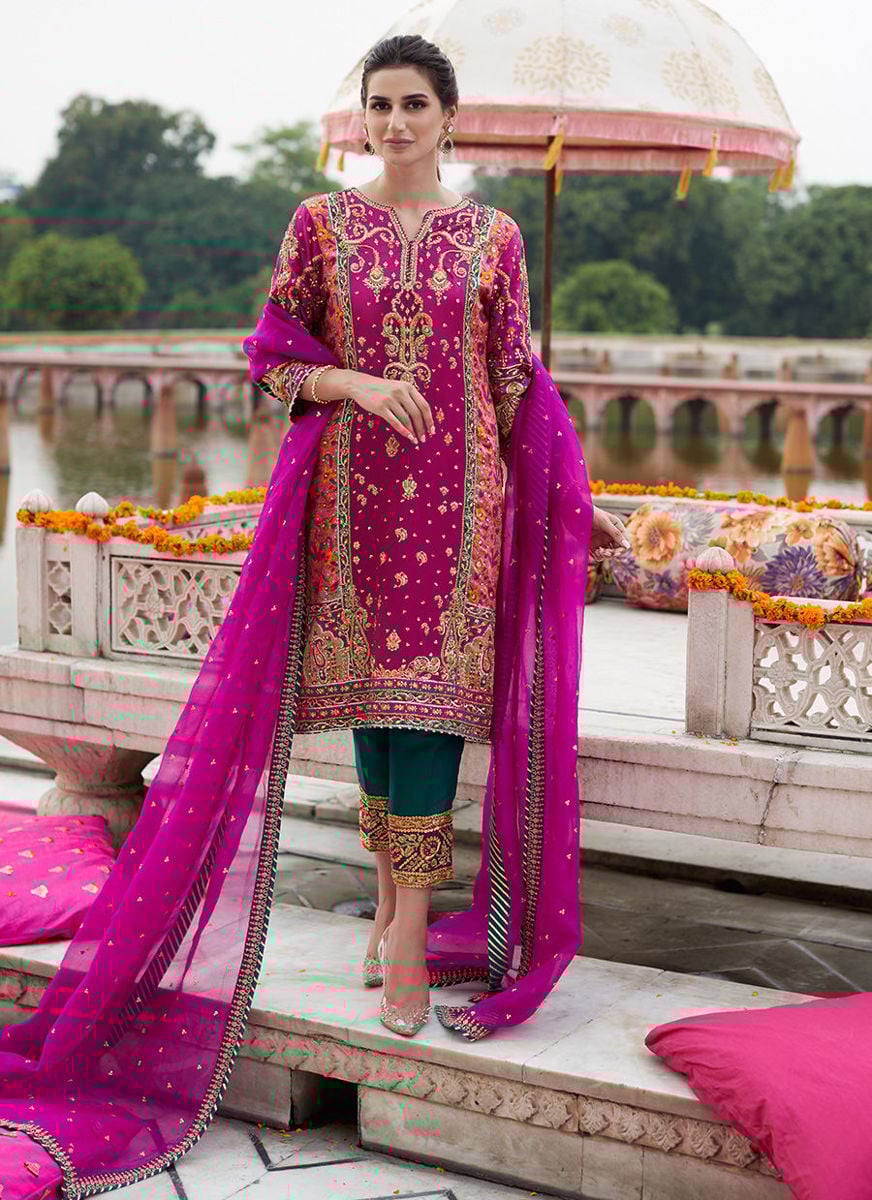 Zahra Mehndi Magenta Bp Kurta