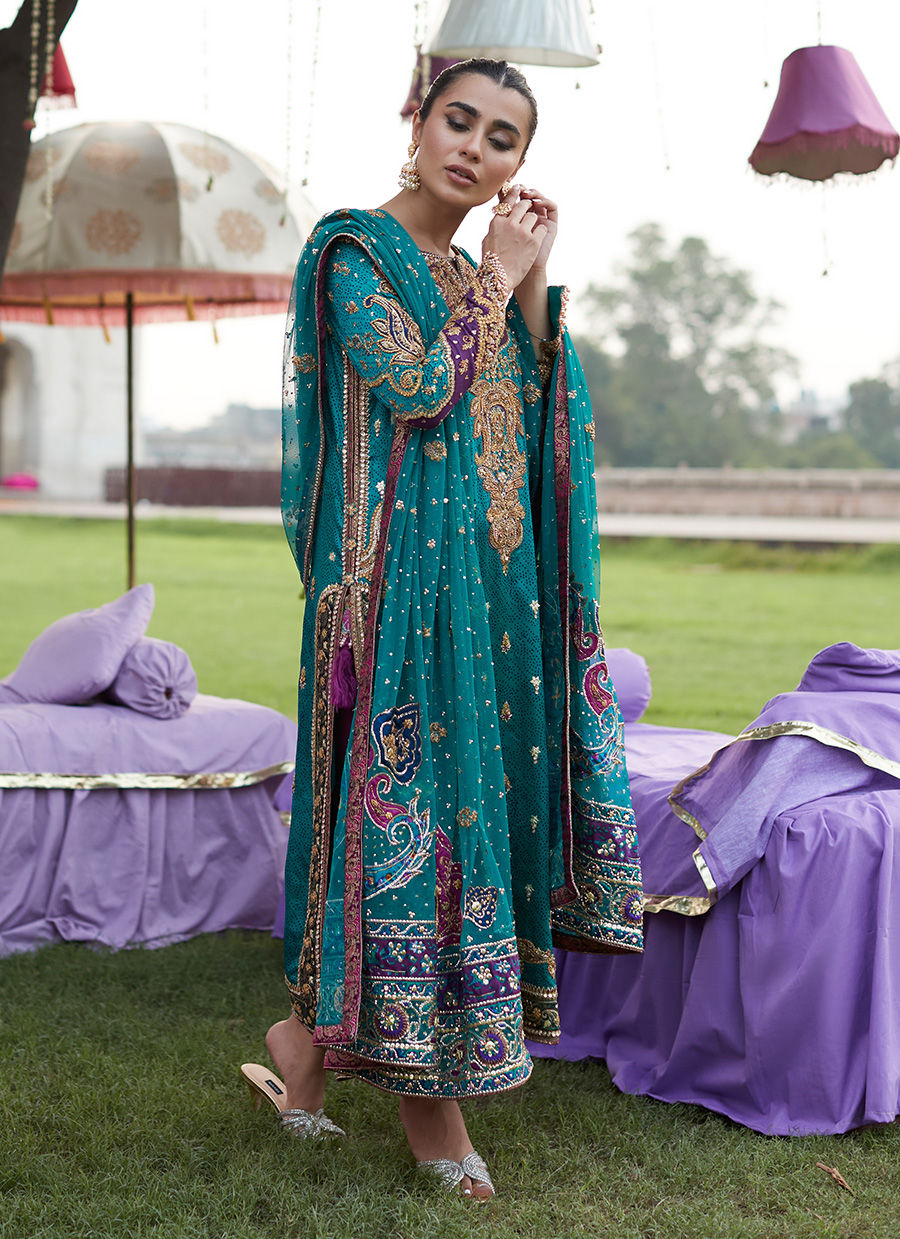 Sona Seagreen Mehndi Long Shirt - Farah Talib Aziz