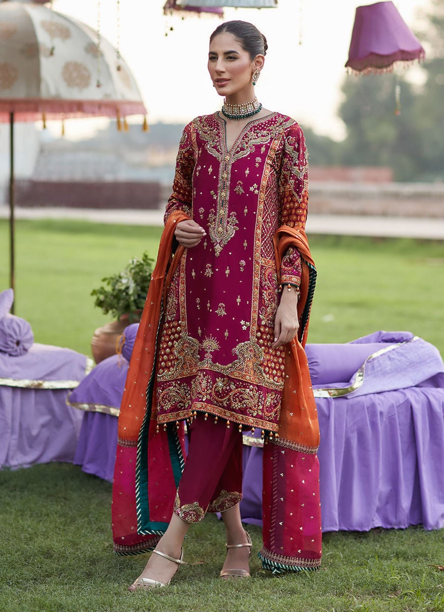 Fati Maroon Mehndi Bp Kurta
