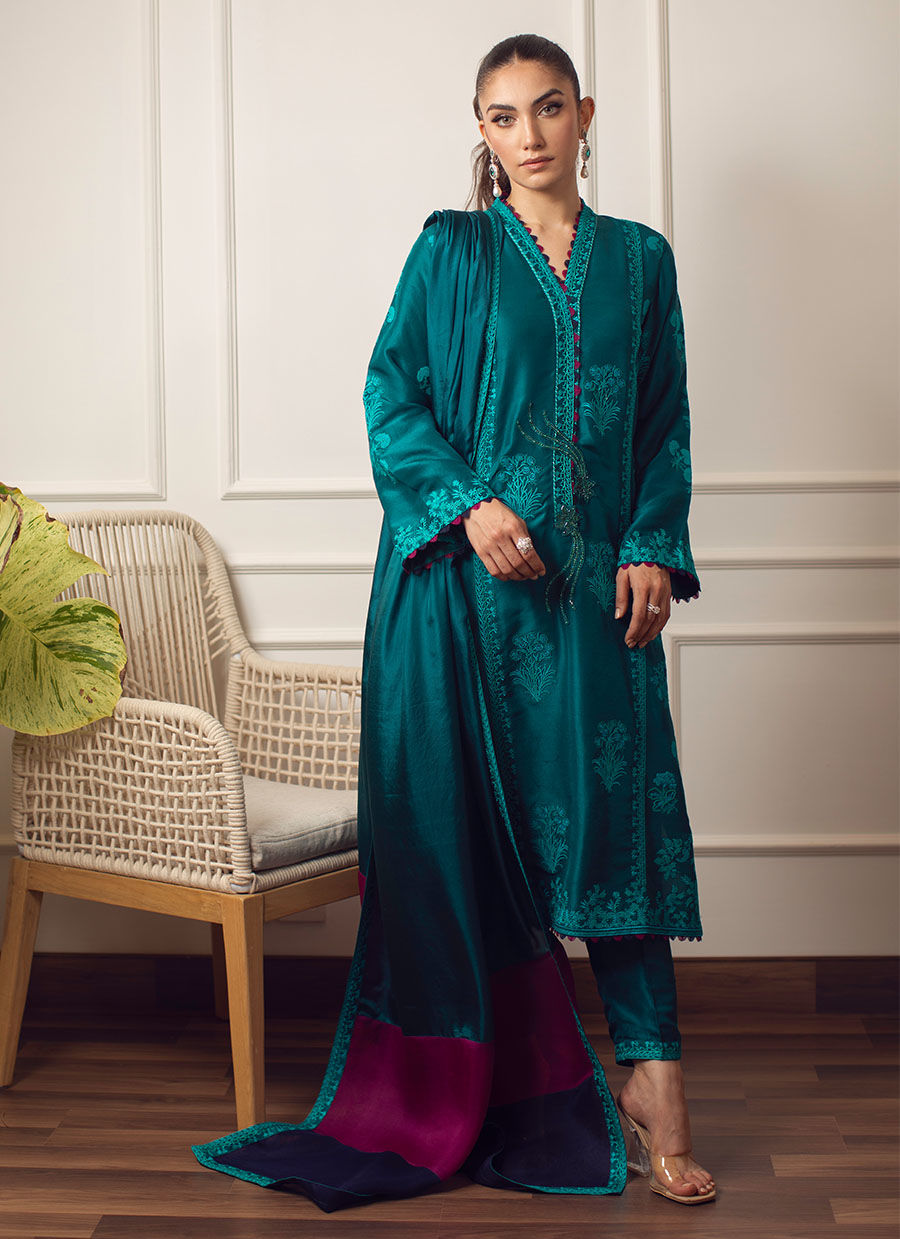 Farah Talib Aziz. Saki Emerald Shirt and Dupatta