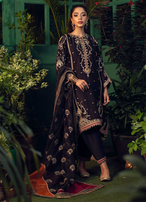 Picture of Vida Black Kurta With Black Organza Embroidered Dupatta