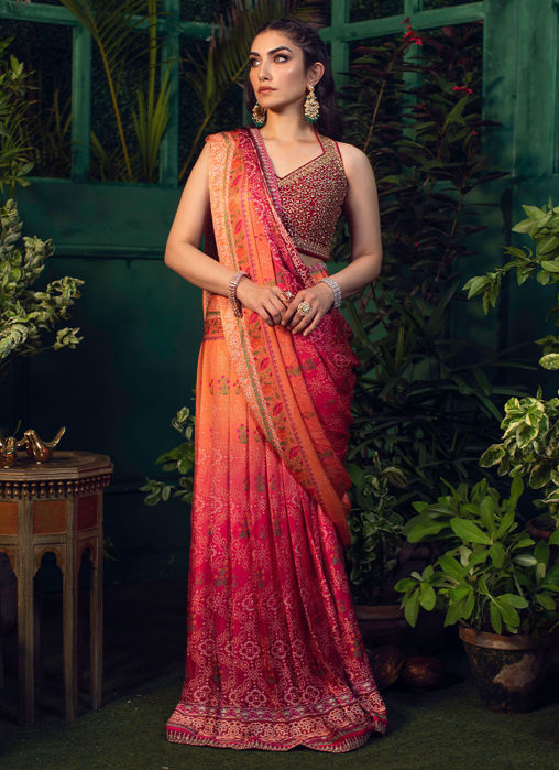 Picture of Parisa Draped Ombre Langha Saree