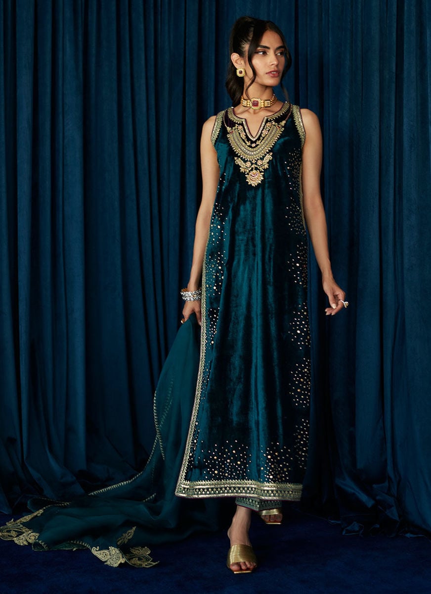 Audery Emerald Shirt And Dupatta