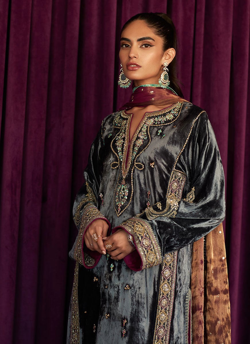 Salma Silver Shirt And Dupatta