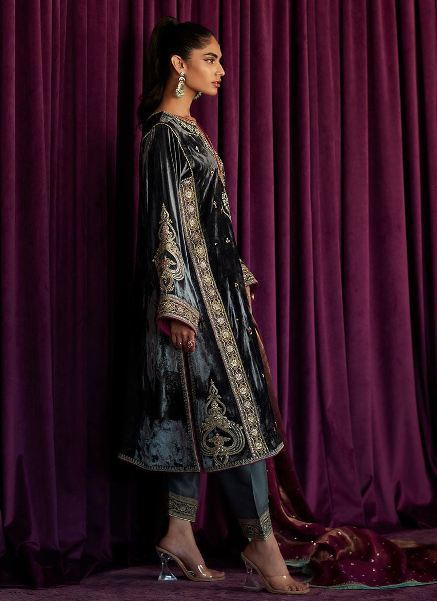 Salma Silver Shirt And Dupatta