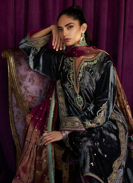 Salma Silver Shirt And Dupatta