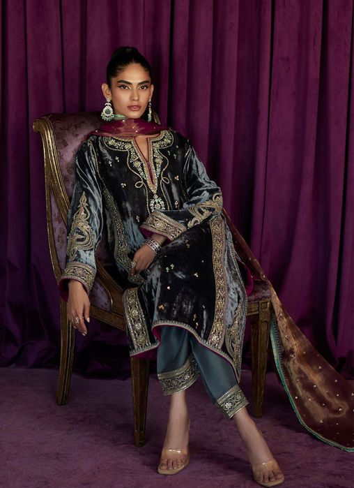 Salma Silver Shirt And Dupatta