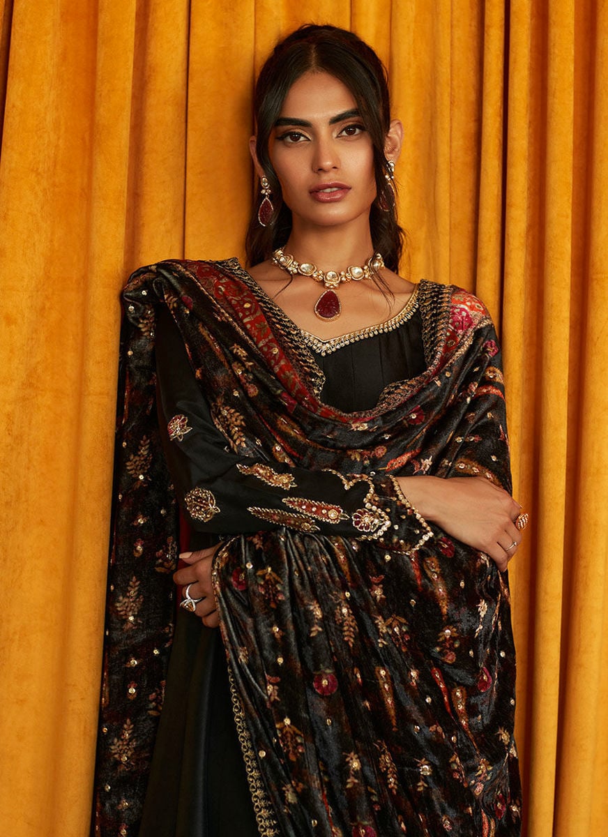 Lana Onyx Raw Silk Kalidaar