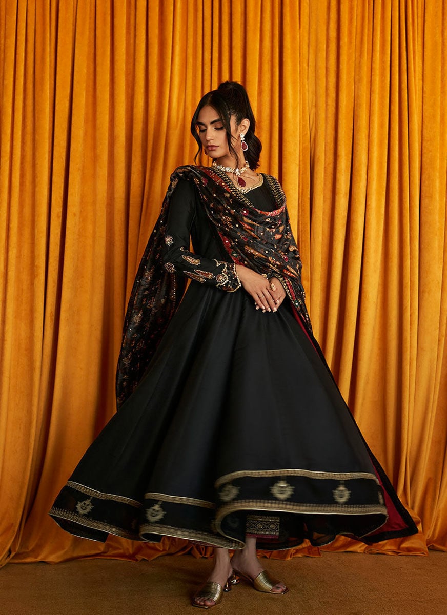 Lana Onyx Raw Silk Kalidaar