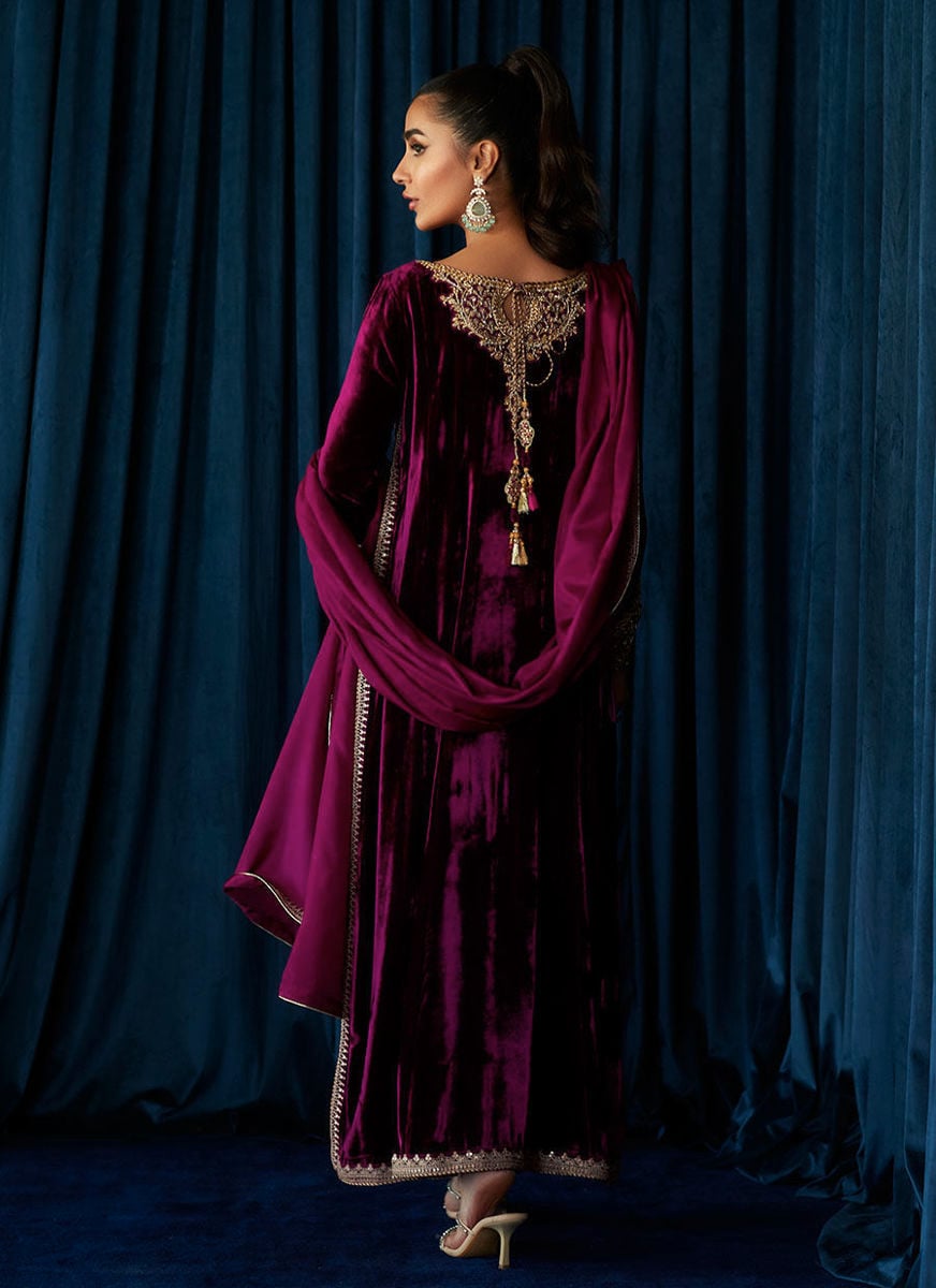 Kay Aubergine Shirt And Dupatta