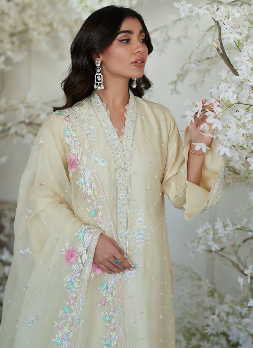 Soliel Lemon Shirt And Dupatta