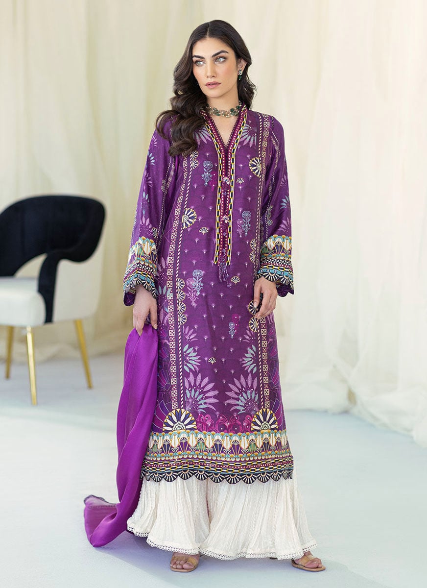 Myrtle Plum Shirt And Dupatta
