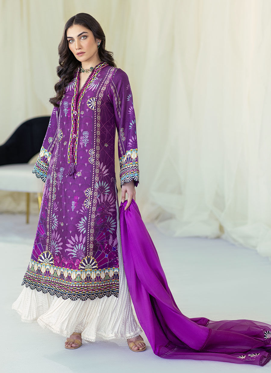 Myrtle Plum Shirt and Dupatta - Farah Talib Aziz