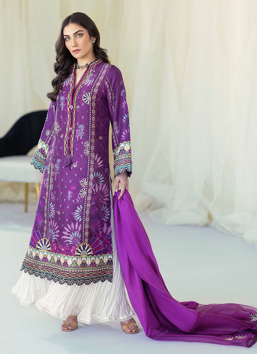Myrtle Plum Shirt And Dupatta