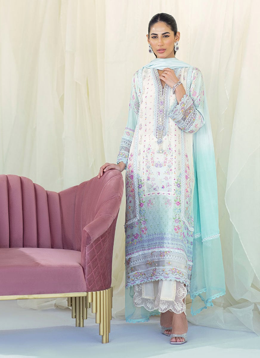 Frannie Ombre Silk Shirt And Dupatta