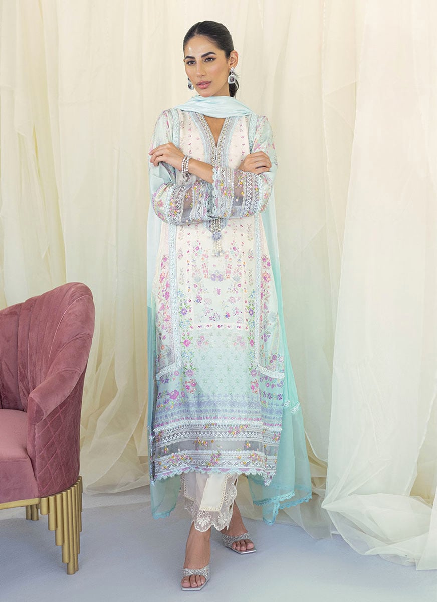 Frannie Ombre Silk Shirt And Dupatta