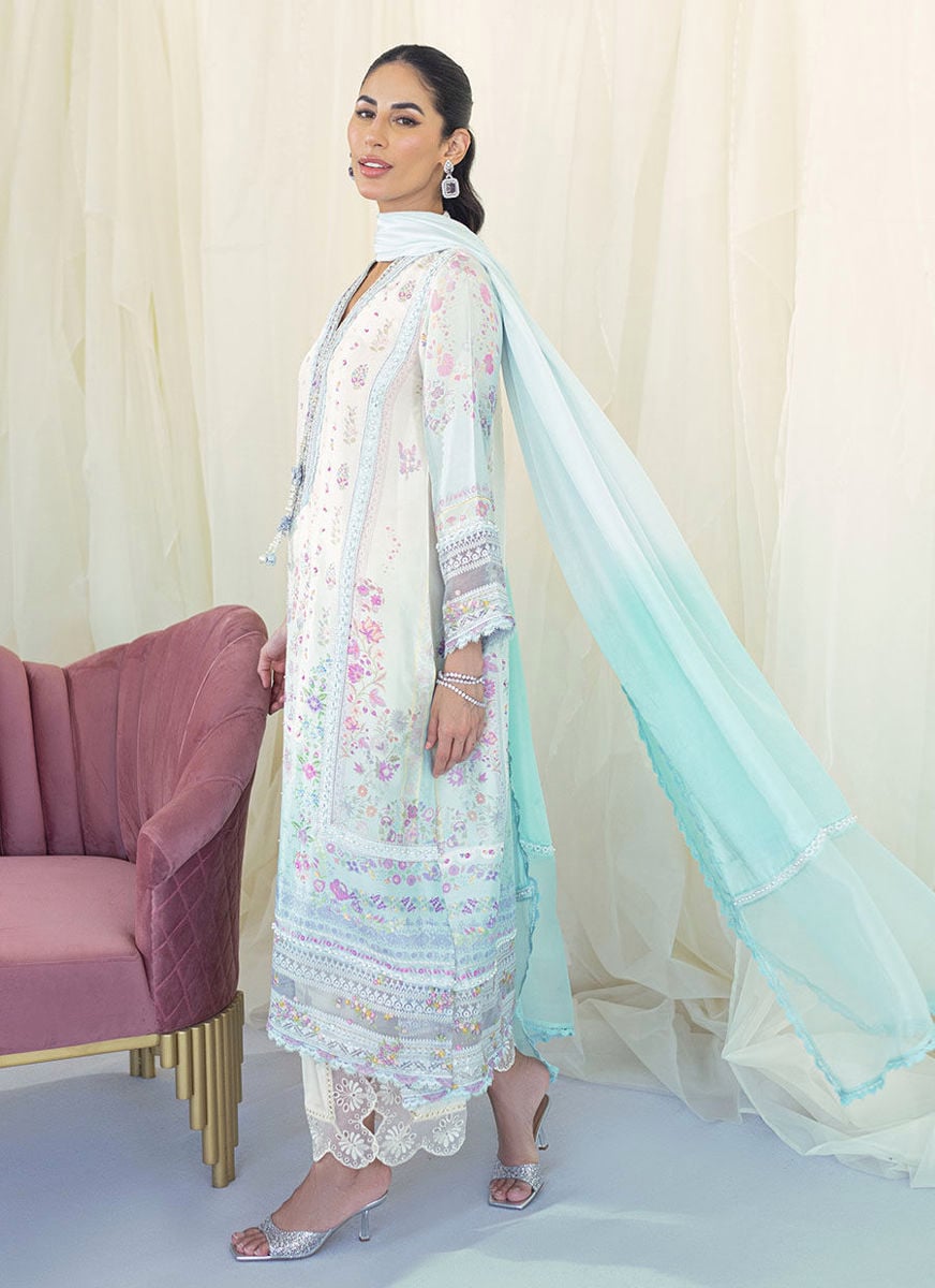 Frannie Ombre Silk Shirt And Dupatta
