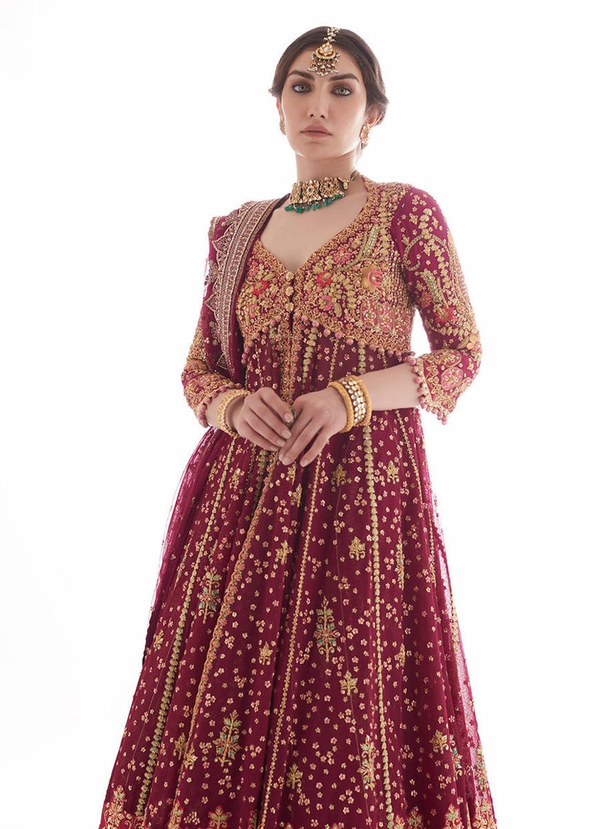 Modern Meenakari Magenta Kalidaar
