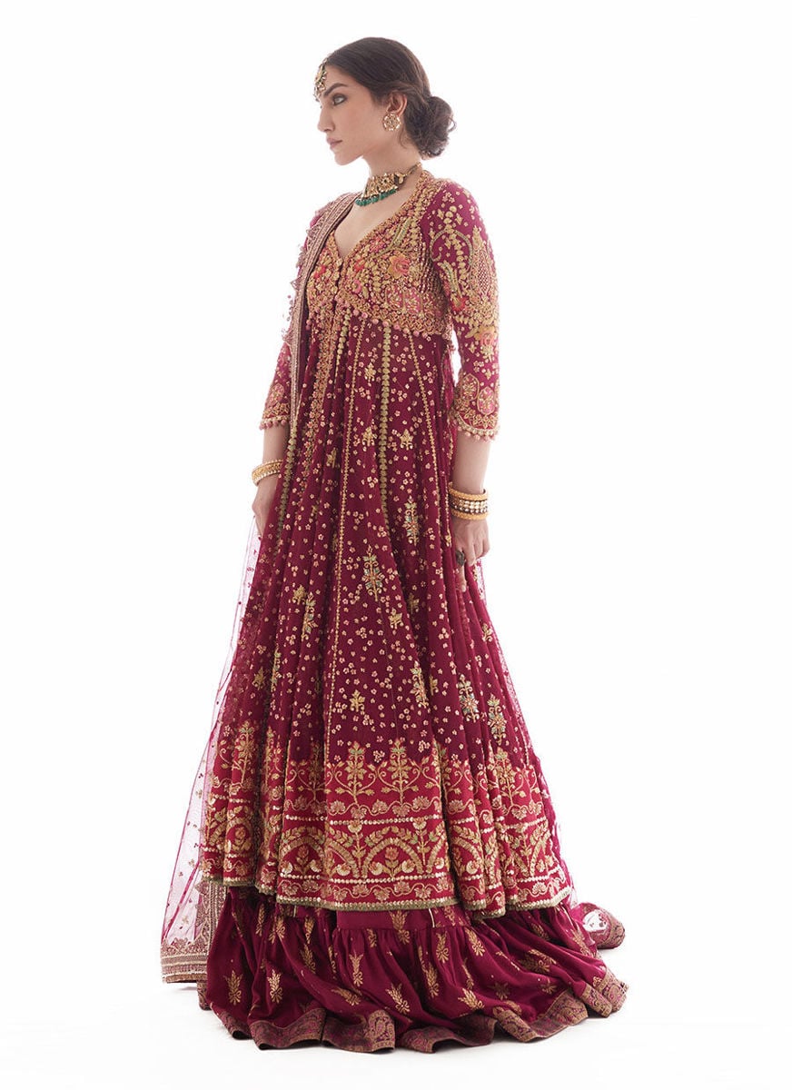 Modern Meenakari Magenta Kalidaar