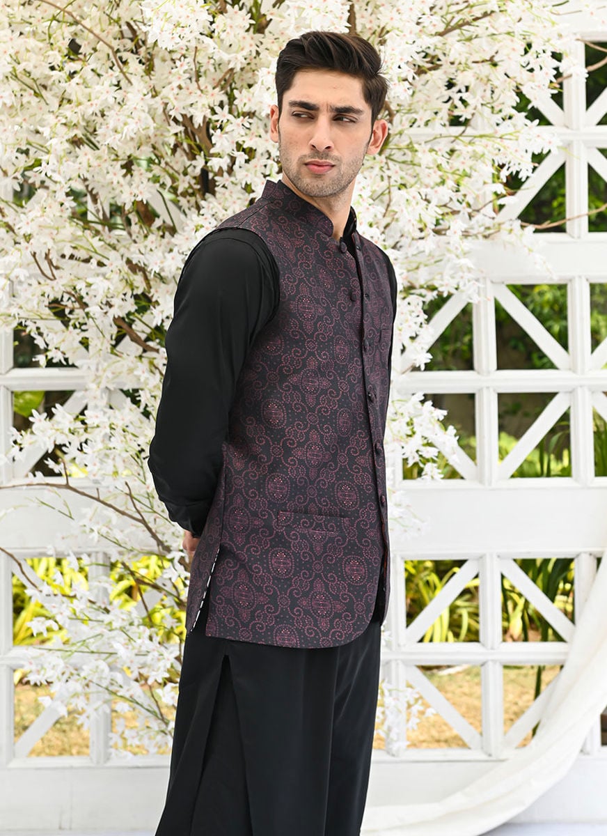 Leila Black Printed Waistcoat