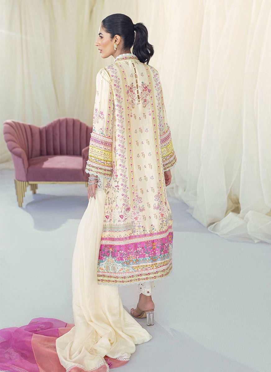 Lia Lemon Silk Shirt And Dupatta