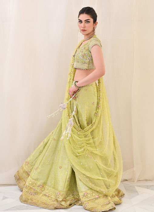 Kiki Kiwi Lengha Choli With Draped Dupatta
