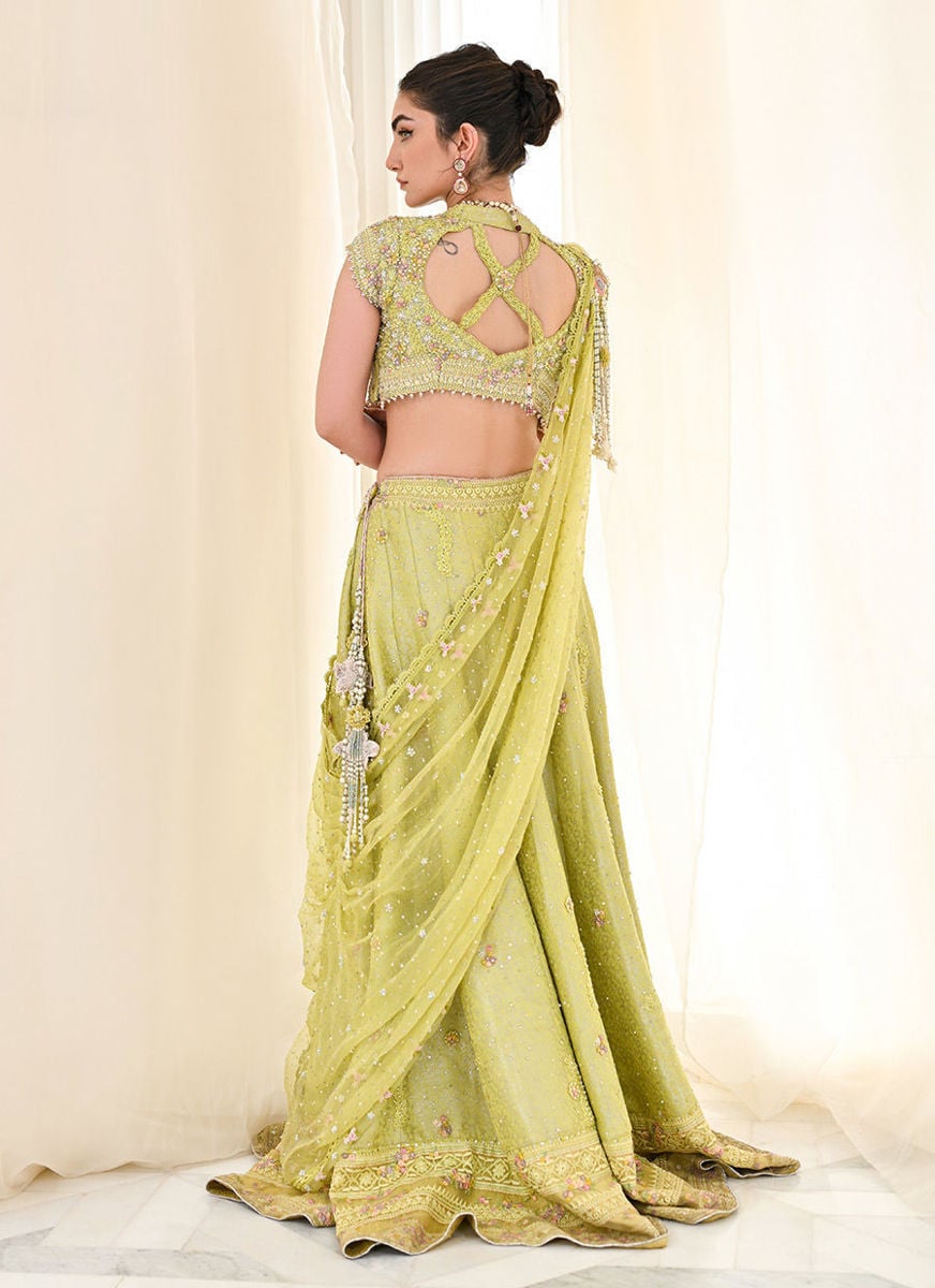 Kiki Kiwi Lengha Choli With Draped Dupatta
