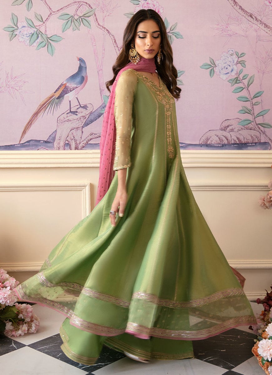 Anisa Apple Green Kalidaar And Dupatta