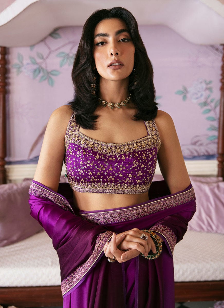 Aigul Aubergine Saree