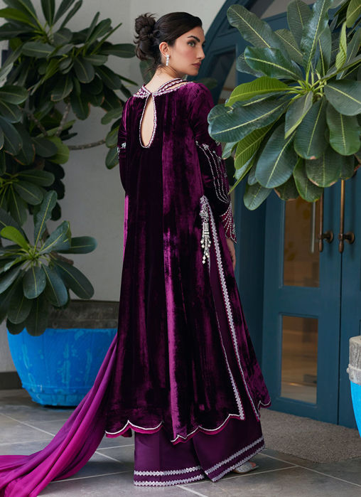 Nuha Plum Shirt And Silk Dupatta