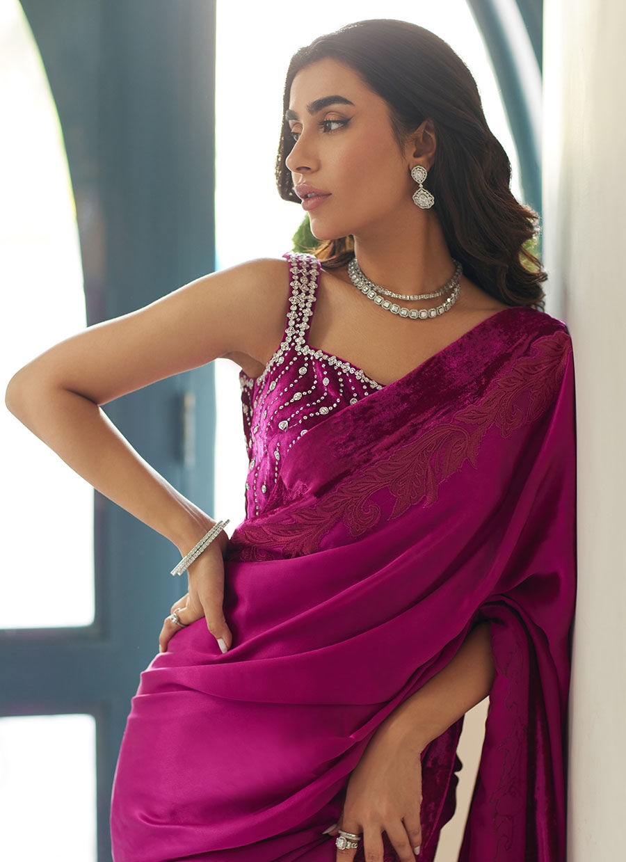 Farah Talib Aziz. Zermine Magenta Saree