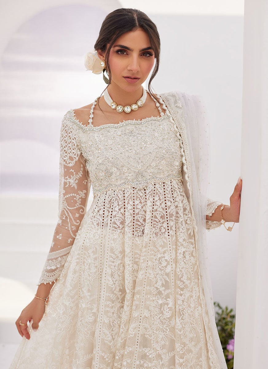 Maelle Ivory Embroidered And Embellished Kalidaar