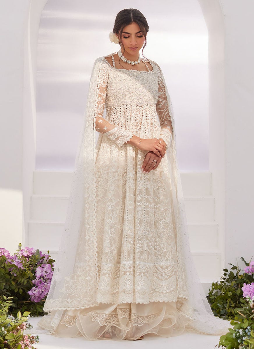 Maelle Ivory Embroidered And Embellished Kalidaar
