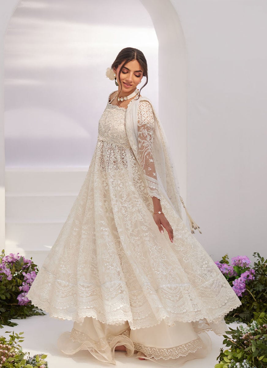 Maelle Ivory Embroidered And Embellished Kalidaar