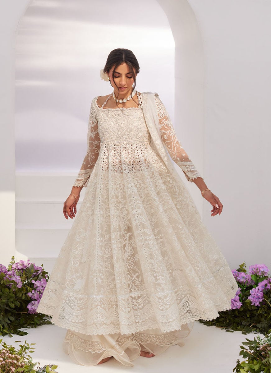 Maelle Ivory Embroidered And Embellished Kalidaar
